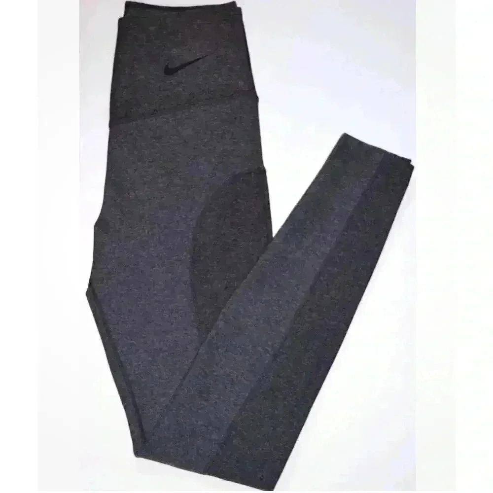 Nike Dri-Fit Power Studio Sculpt Hyper Gray Colorblock Training Leggings Size S - Picture 2 of 8
